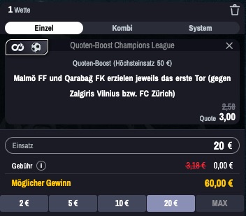 Champions League Qualifikation Boost bei Winamax