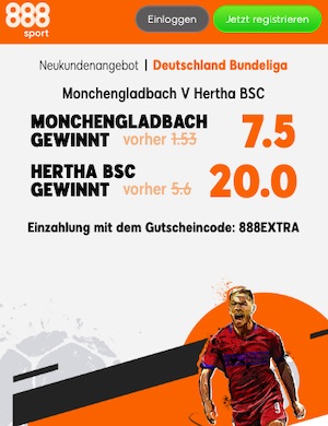 Borussia M´Gladbach vs Hertha BSC Quoten bei 888sport