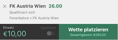 Wettschein für das Spiel Fenerbahce - Austria Wien bei bet365