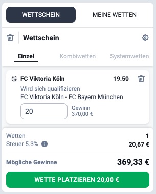 Viktoria Köln vs FC Bayern Wetten und Quoten
