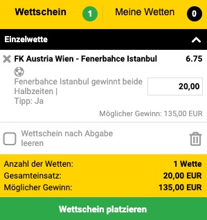 Austria vs Fenerbahce Wette bei Interwetten