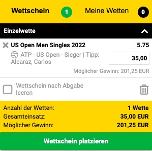 US Open Sieger Wette bei Interwetten