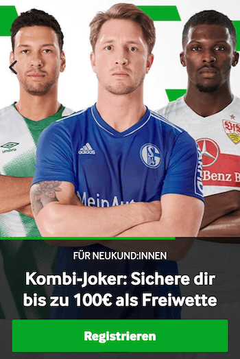 Mit dem Kombijoker bis zu 100 € Freiwette einkassieren