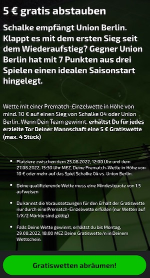 Schalke Union Berlin Mobilebet Aktion