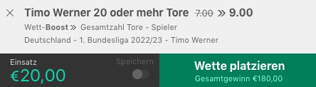 Werner Tor Boost bei bet365