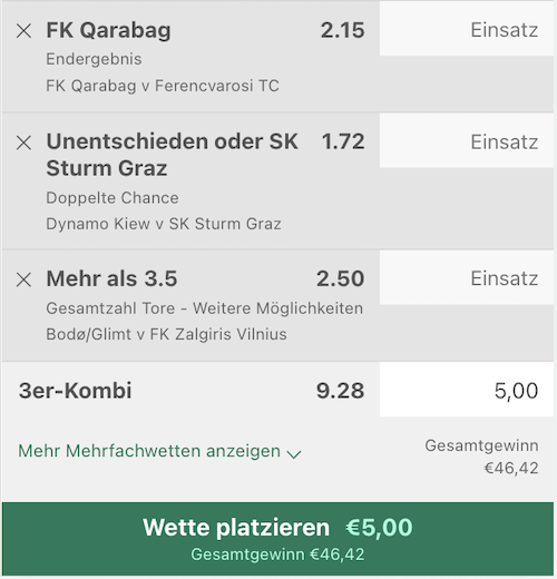 bet365 Wettschein CL-Quali