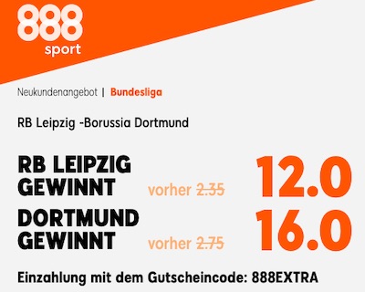 RB Leipzig vs Borussia Dortmund Quotenboost bei 888sport