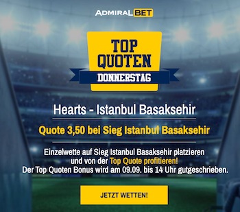 Topquoten Donnerstag ADMIRALBET - Sieg Basaksehir