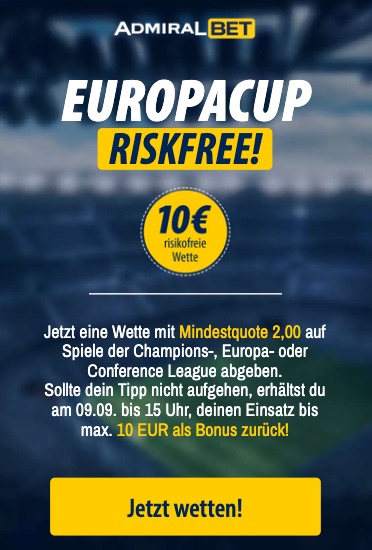 Risikofreie Europacup Wette bei ADMIRALBET