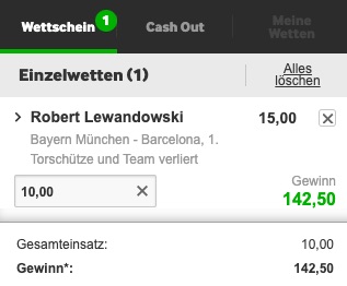 Lewandowski Tor vs Bayern Quote bei Betway