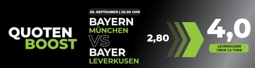 Quotenboost zu Bayern vs Bayer bei Happybet