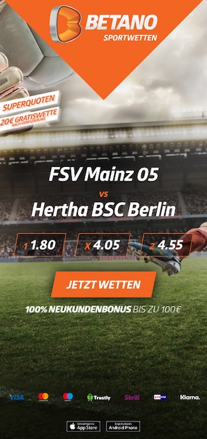 Betano Mainz vs Hertha Superquoten