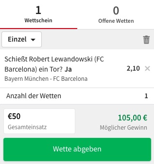 Lewandowski trifft vs Bayern - Quote Tipico