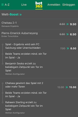 RB Salzburg vs FC Chelsea Wett Boosts bei bet365