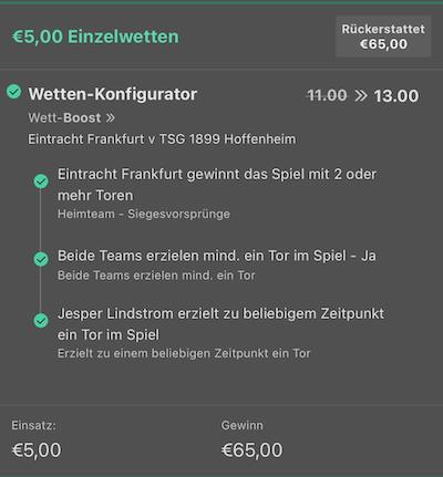 Bet365 Frankfurt Hoffenheim Wett Boost