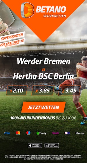 Werder Bremen Hertha BSC Quoten Betano