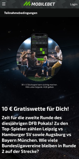 DFB Pokal Mobilebet Gratiswette