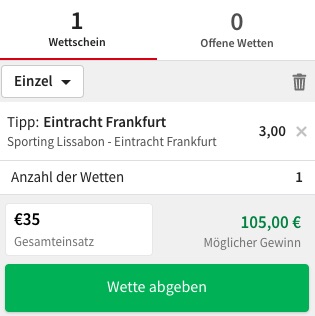Sporting Lissabon Eintracht Frankfurt Quoten Tipico