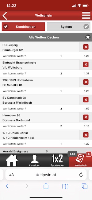 DFB Pokal Kombiwette Tipwin