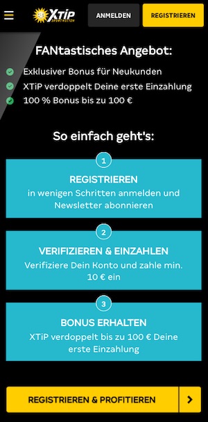XTiP 100% Bonus Bedingungen