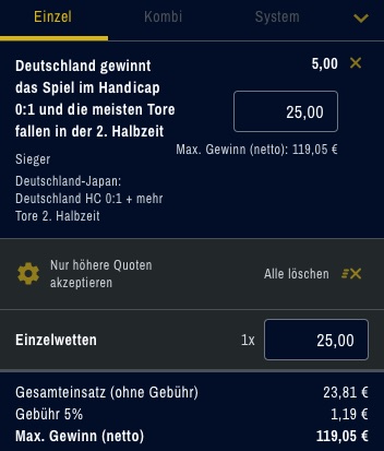 Deutschland vs Japan Wett Tipp ADMIRALBET