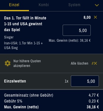 Iran vs USA Quoten boost ADMIRALBET