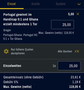 Portugal vs Ghana Quoten Boost ADMIRALBET