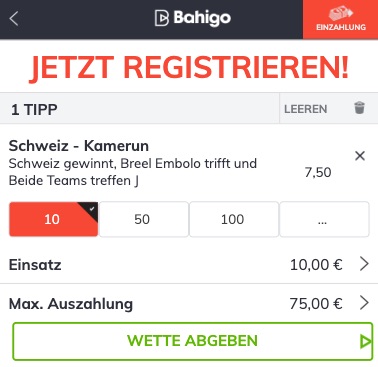 Schweiz Kamerun Wett Tipp Bahigo