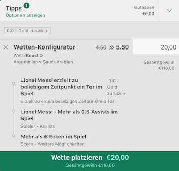 Argentinien vs Saudi Arabien Wette bet365