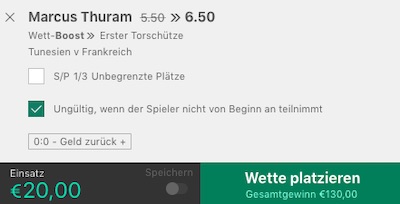 Tunesien vs Frankreich Quotenboost bet365