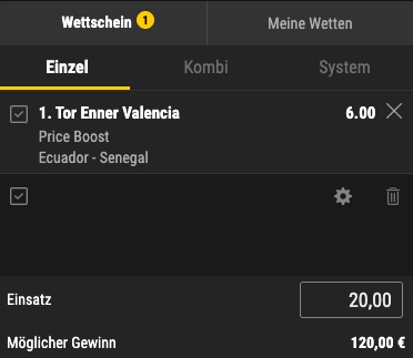 Bwin Valencia Price Boost Senegal vs Ecuador