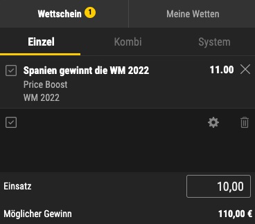 Spanien Weltmeister Quoten Boost bwin