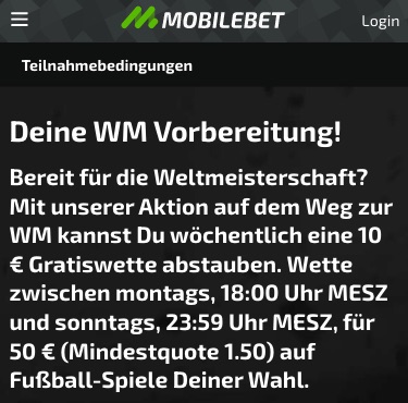 Mobilebet WM Gratiswetten