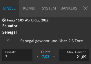 Ecuador vs Senegal Quoten boost