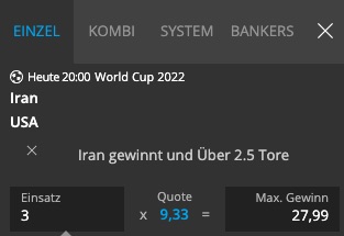 Iran vs USA Quotenboost NEObet