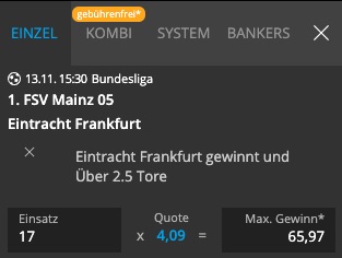Mainz vs Frankfurt Quotenboost bei NEObet