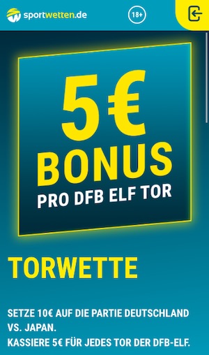 Deutschland Japan 5€ Bonus pro Tor bei Sportwetten.de