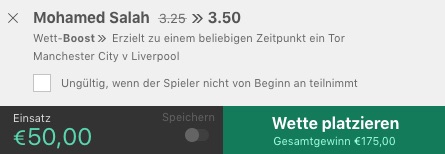 Bet365 Manchester City vs Liverpool Salah Boost