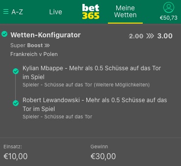 Bet365 Frankreich Polen Super Boost