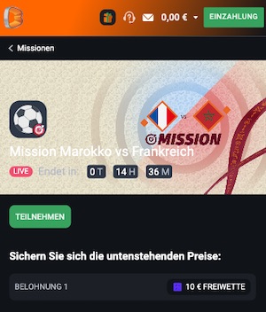 Frankreich vs Marokko FreeBet Mission bei Betano