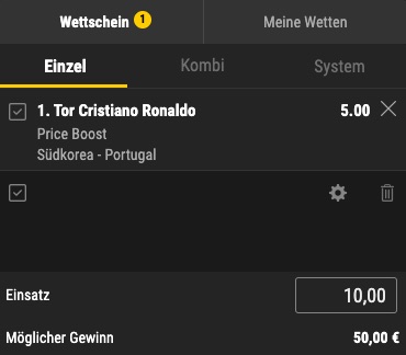 Südkorea Portugal Quotenboost Bwin