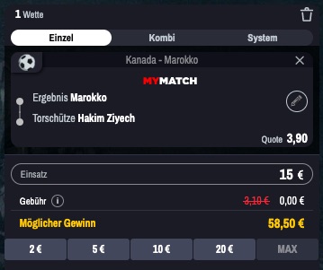 Kanada vs Marokko Wette Winamax