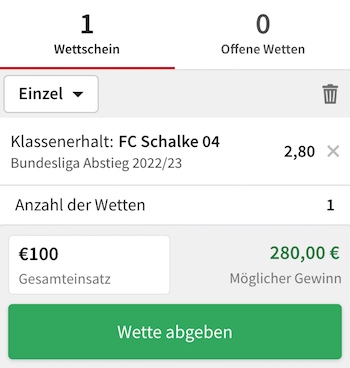 tipico schalke klassenerhalt quote