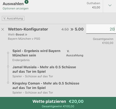 CL Achtelfinale Boost bei bet365