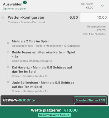 bet365 gewinn boost che-bvb