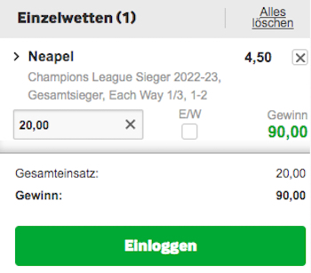 betway napoli cl sieg quote