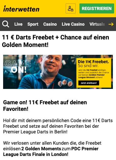 Aktion Freebet Interwetten