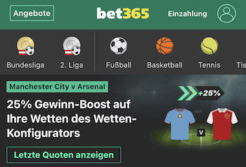 bet365 city arsenal quoten boost