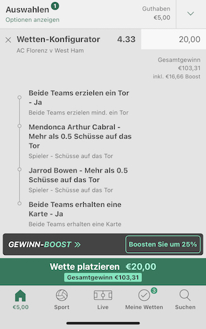 bet365 gewinn boost ecl finale