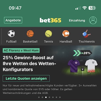 bet365 gewinn boost florenz west ham